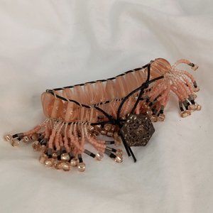 Woven Fringed Bead Bracelet, Pink